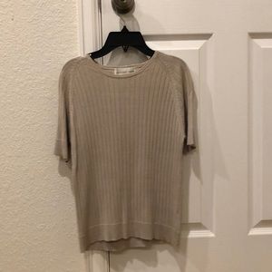 August silk beige cardigan and shirt